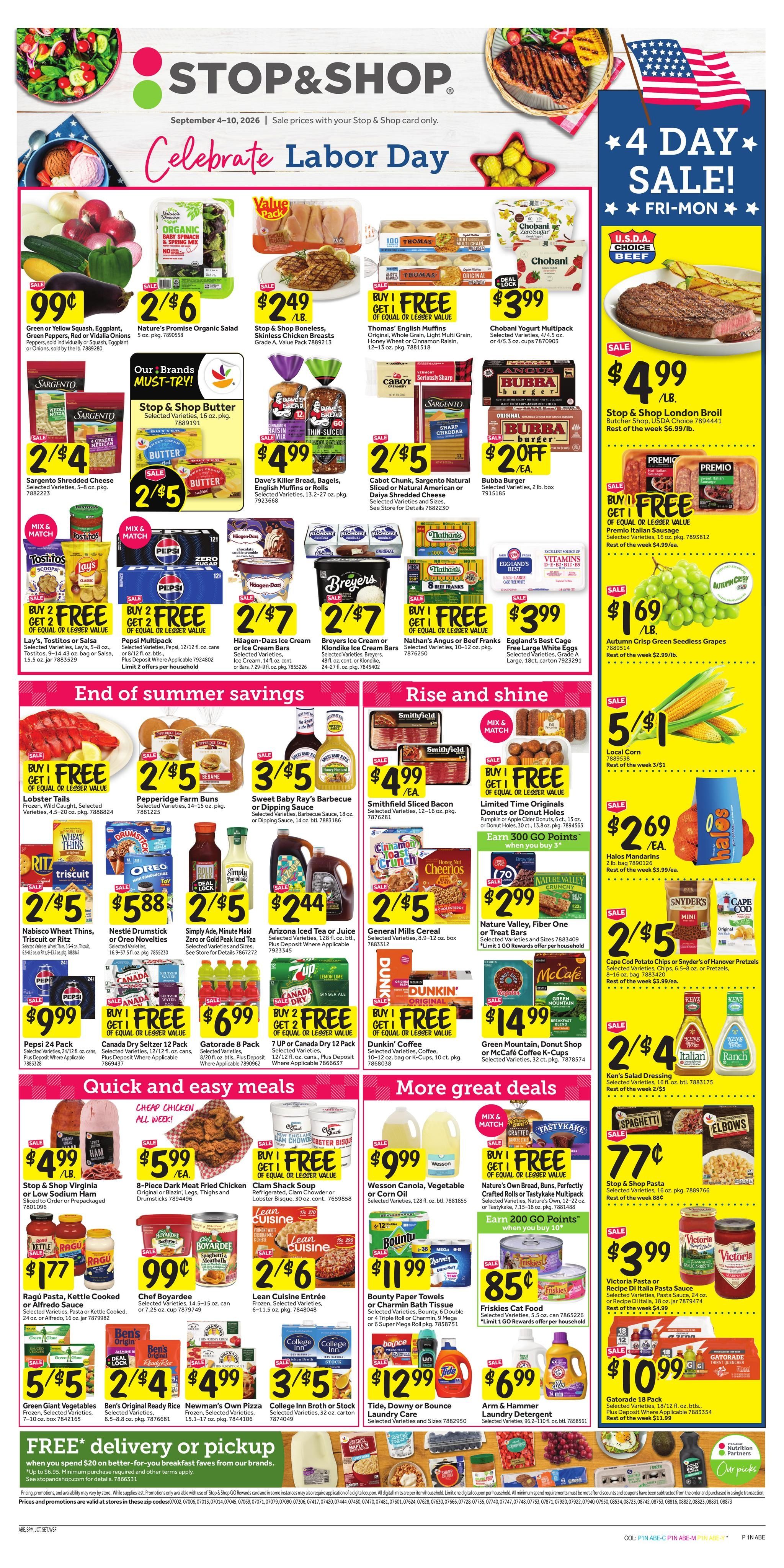 Stop & Shop (Edgewater Area, NJ) Weekly Ad September 4 - 10, 2026