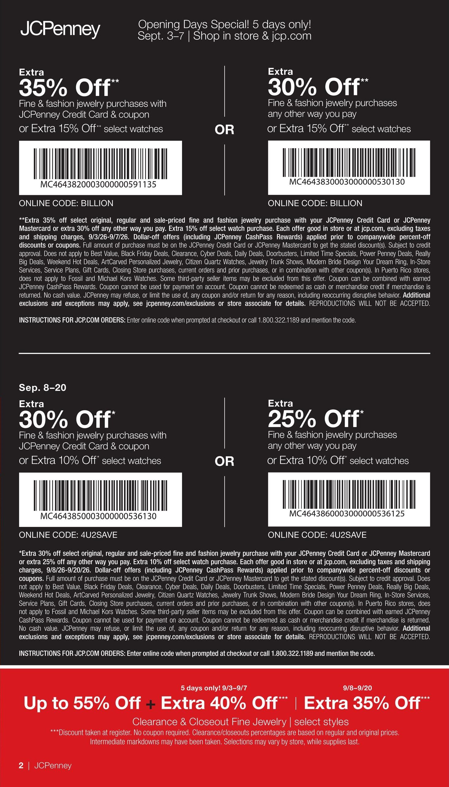 JCPenney Billion Dollar Jewelry Sale Weekly Ad September 3 - 20, 2026