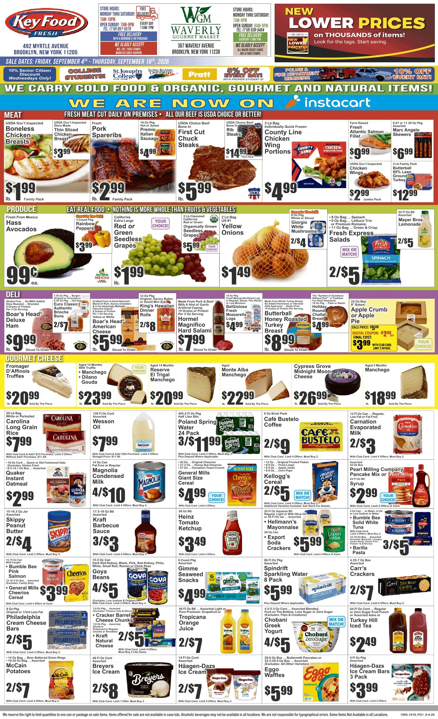Waverly Gourmet Market (367 Waverly Ave., Brooklyn, NY) Key Food 09/04 - 09/10 Preview Weekly Ad September 4 - 10, 2026
