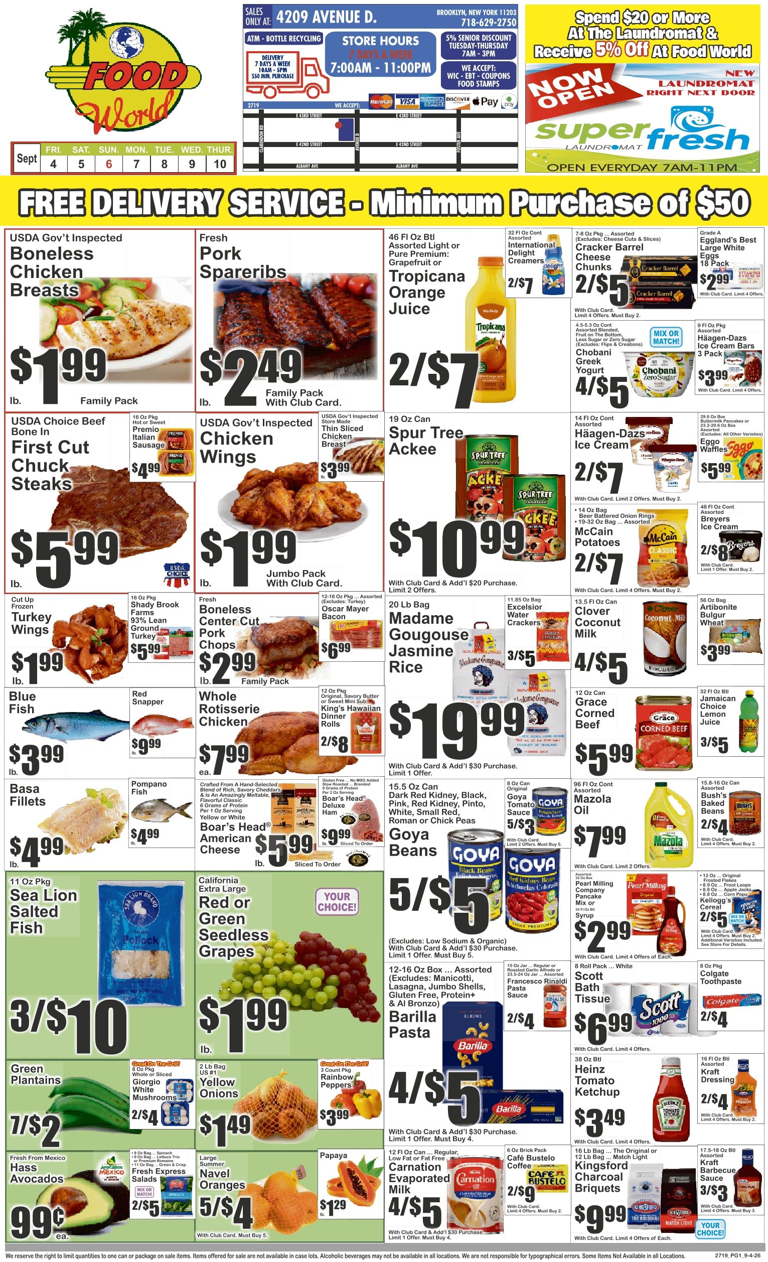 Food World Supermarket (4209 Avenue D, Brooklyn, NY) Key Food 09/04 - 09/10 Preview Weekly Ad September 4 - 10, 2026
