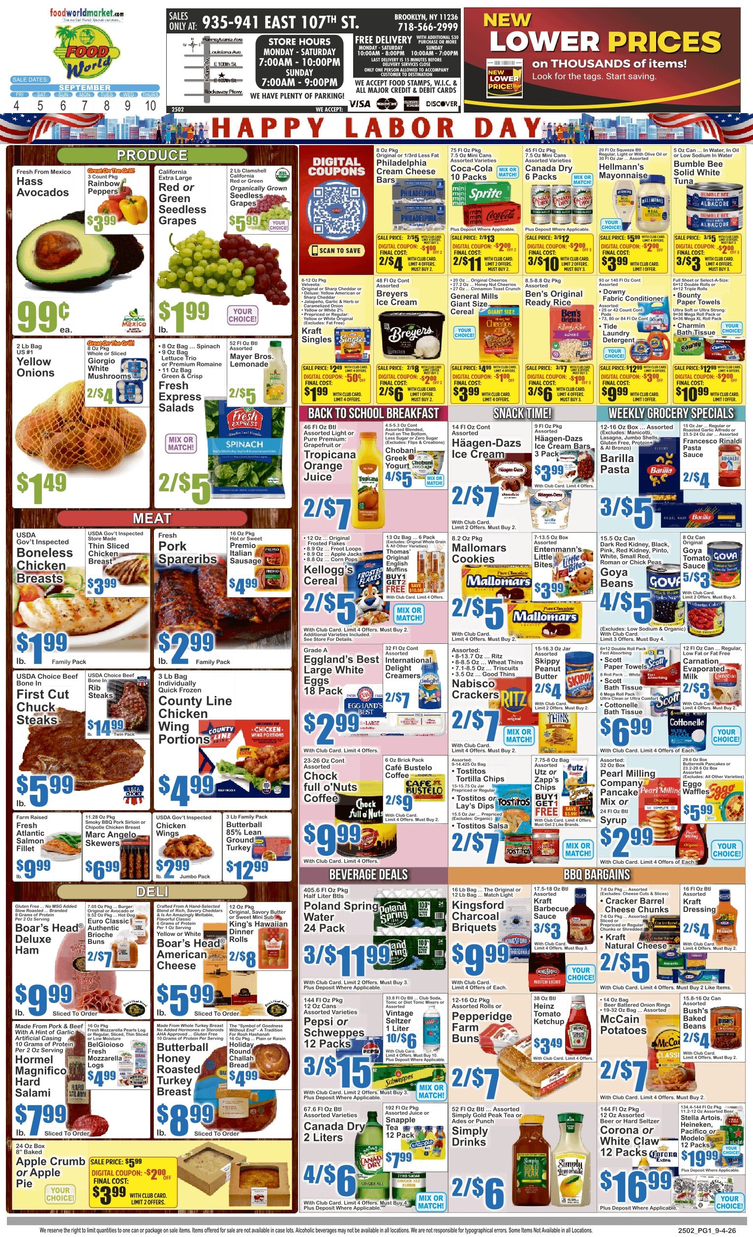 Food World Supermarket (935 East 107th Street, Brooklyn, NY) Key Food 09/04 - 09/10 Preview Weekly Ad September 4 - 10, 2026