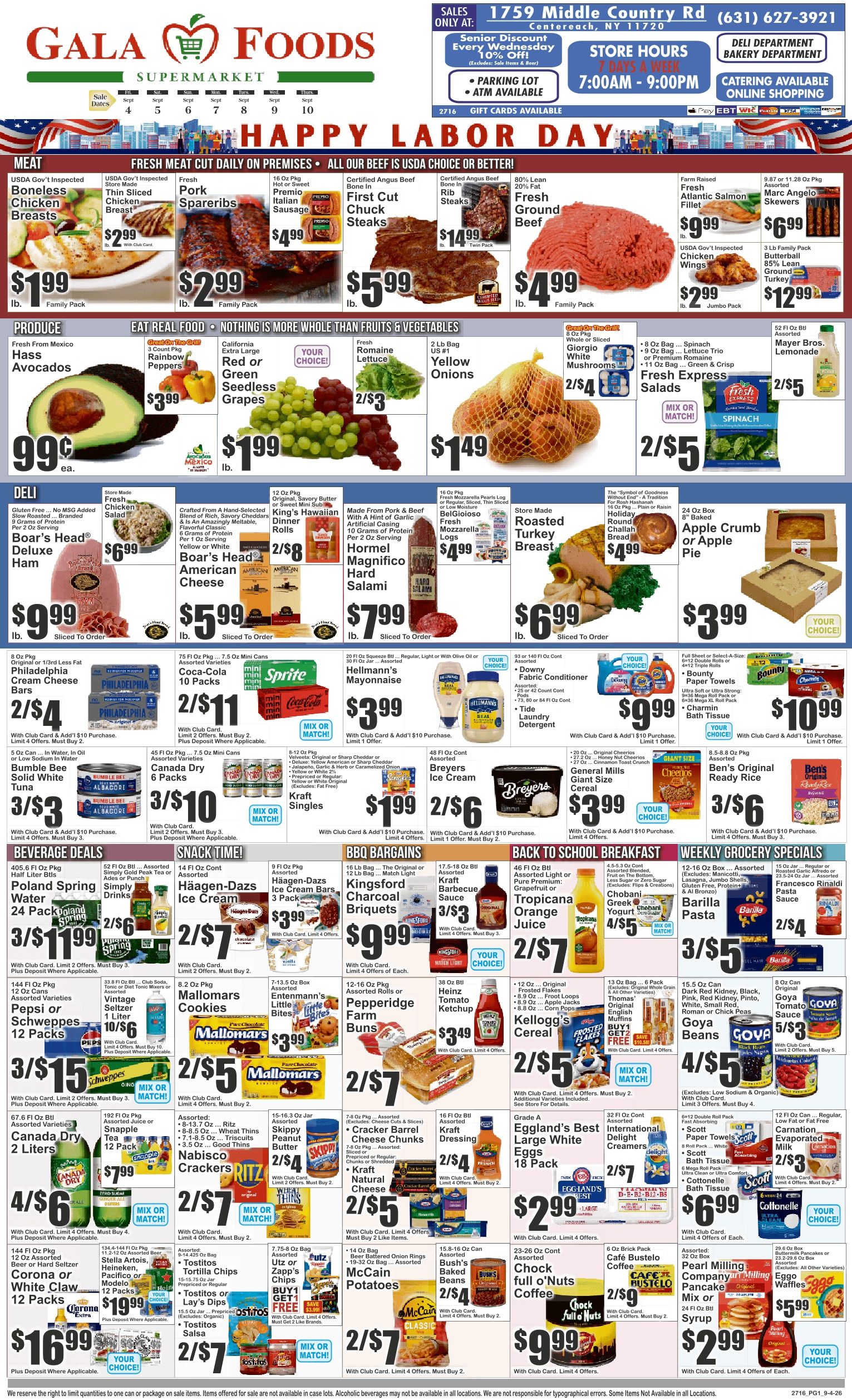 Gala Foods (1759 Middle Country Road, Unit 1, Centereach, NY) Key Food 09/04 - 09/10 Preview Weekly Ad September 4 - 10, 2026
