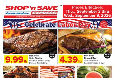 Shop 'n Save (Anmoore Area, WV) Weekly Ad September 3 - 9, 2026