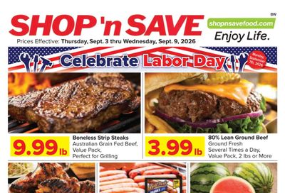 Shop 'n Save (East Liverpool Area, OH) Weekly Ad September 3 - 9, 2026