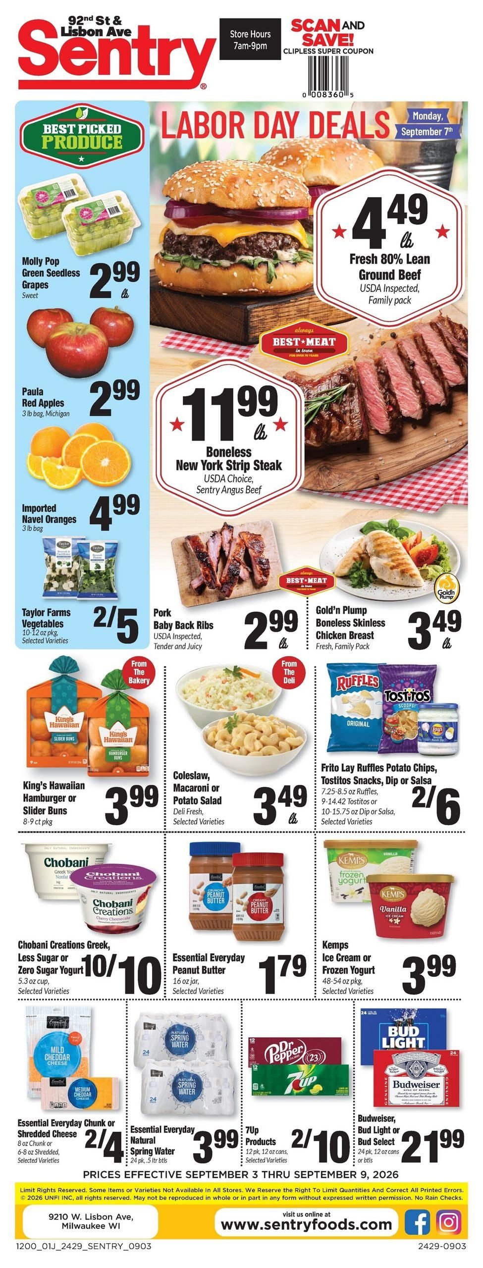 Sentry Foods Weekly Ad September 3 - 9, 2026