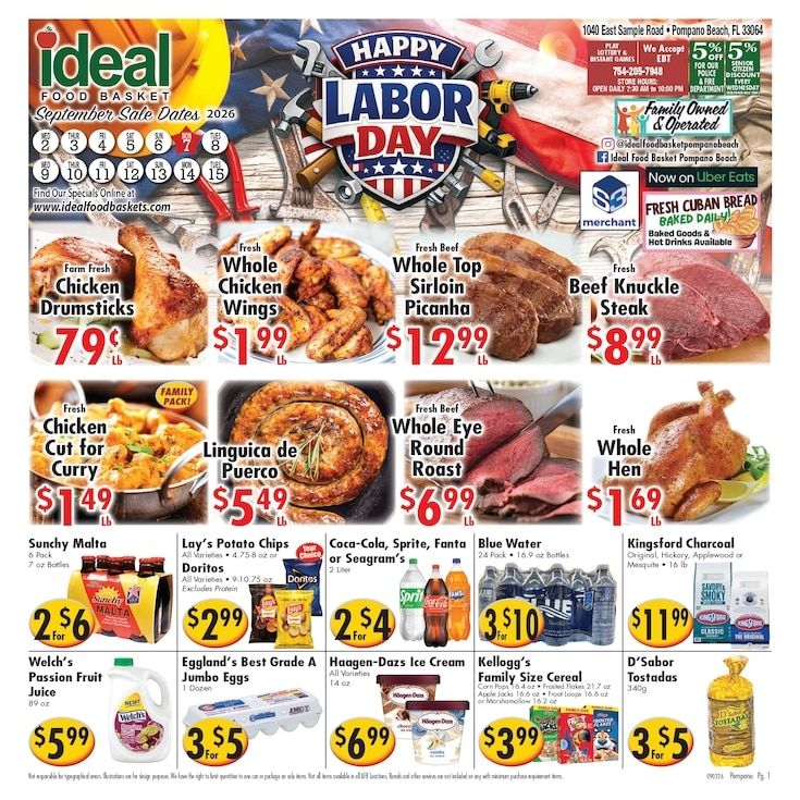 Ideal Food Basket (1040 E Sample Rd, Pompano Beach, FL) Weekly Ad September 9 - 15, 2026