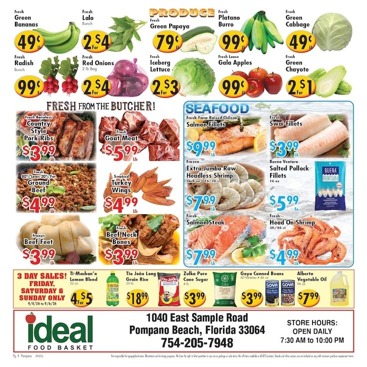 Ideal Food Basket (1040 E Sample Rd, Pompano Beach, FL) Weekly Ad September 9 - 15, 2026