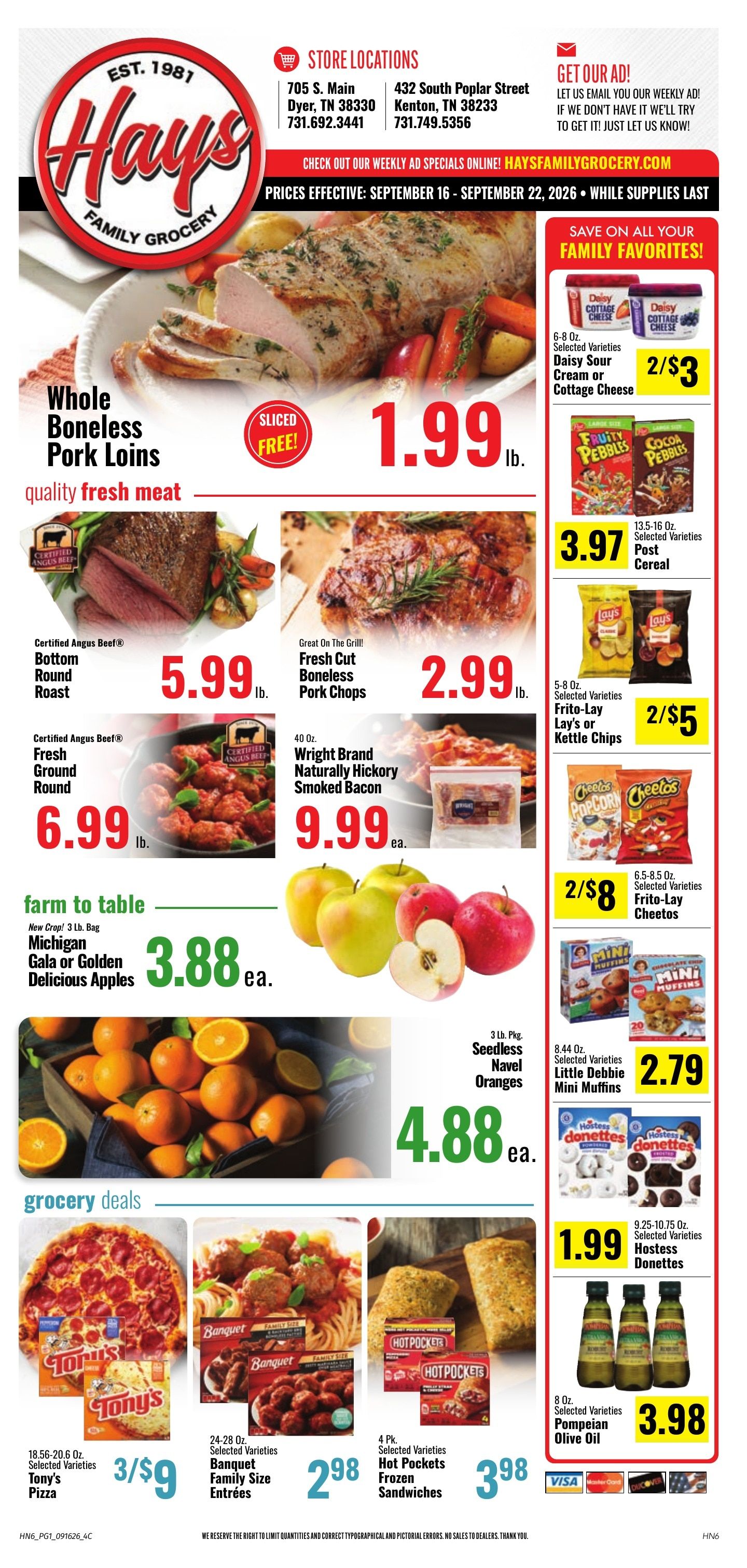 Hays Family Grocery Weekly Ad September 16 - 22, 2026
