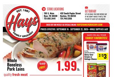 Hays Family Grocery Weekly Ad September 16 - 22, 2026