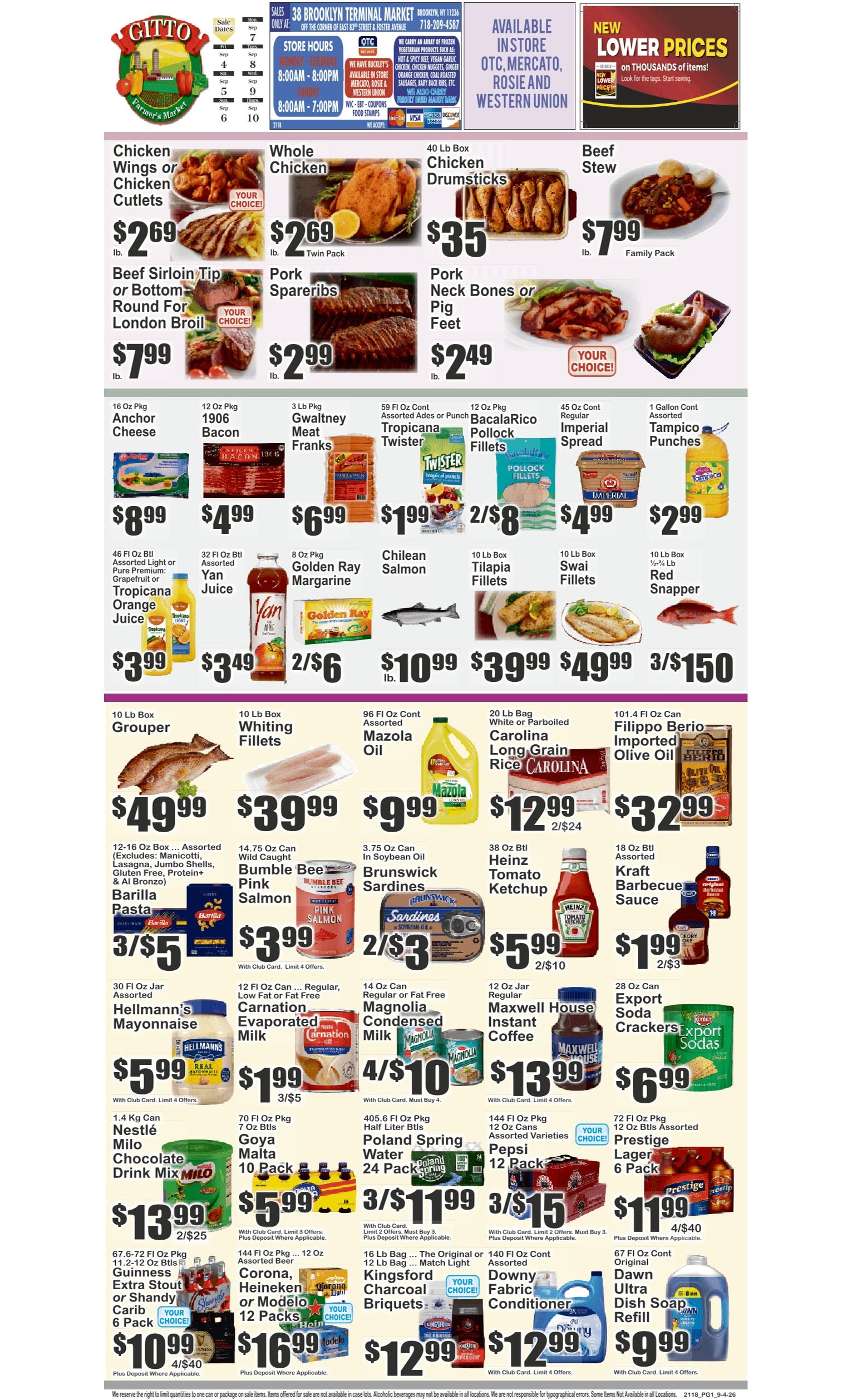 Gitto Farmers Market (38 Brooklyn Terminal Market, Brooklyn, NY) Key Food 09/04 - 09/10 Preview Weekly Ad September 4 - 10, 2026