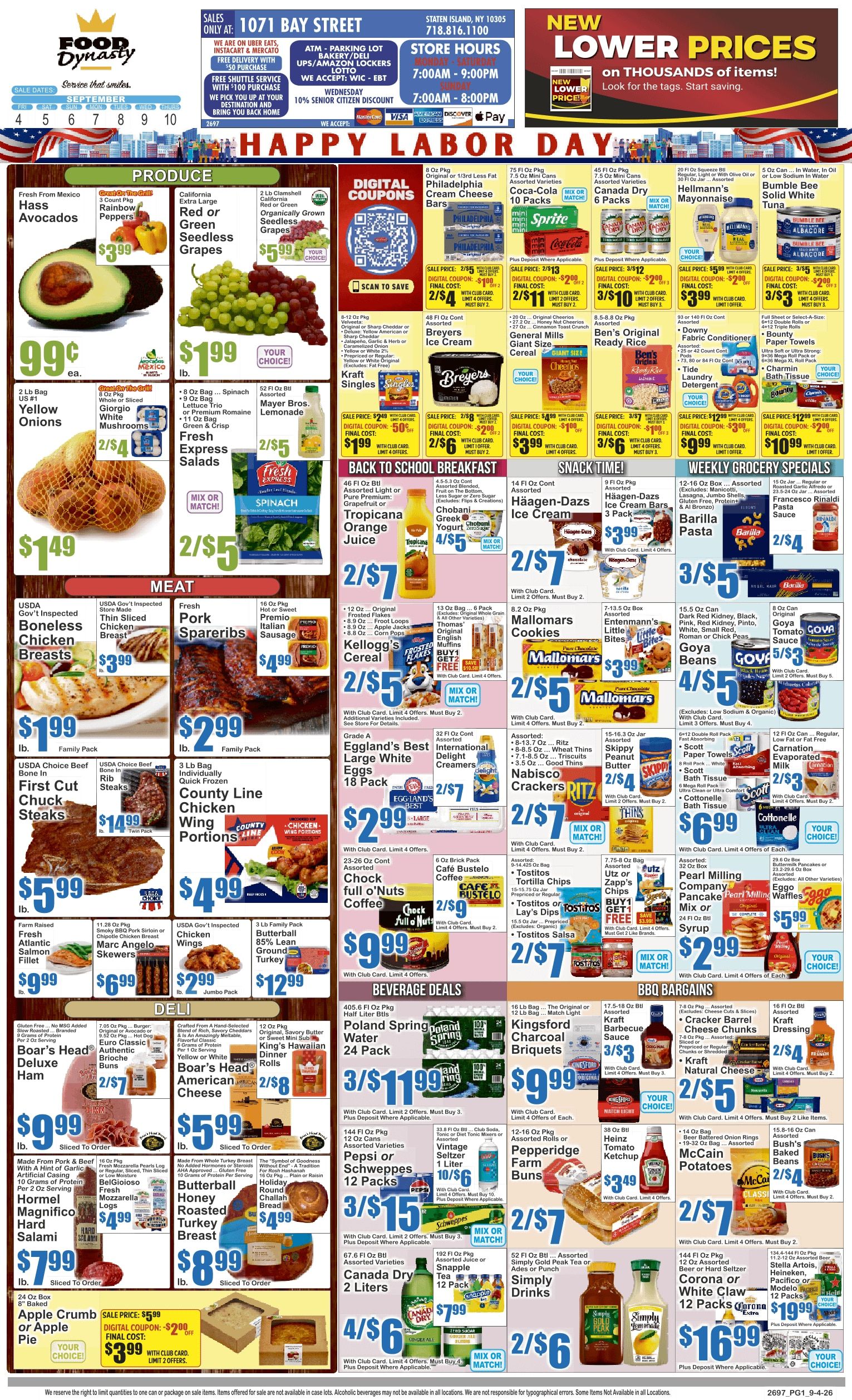 Food Dynasty (1071 Bay Street, Staten Island, NY) Key Food 09/04 - 09/10 Preview Weekly Ad September 4 - 10, 2026
