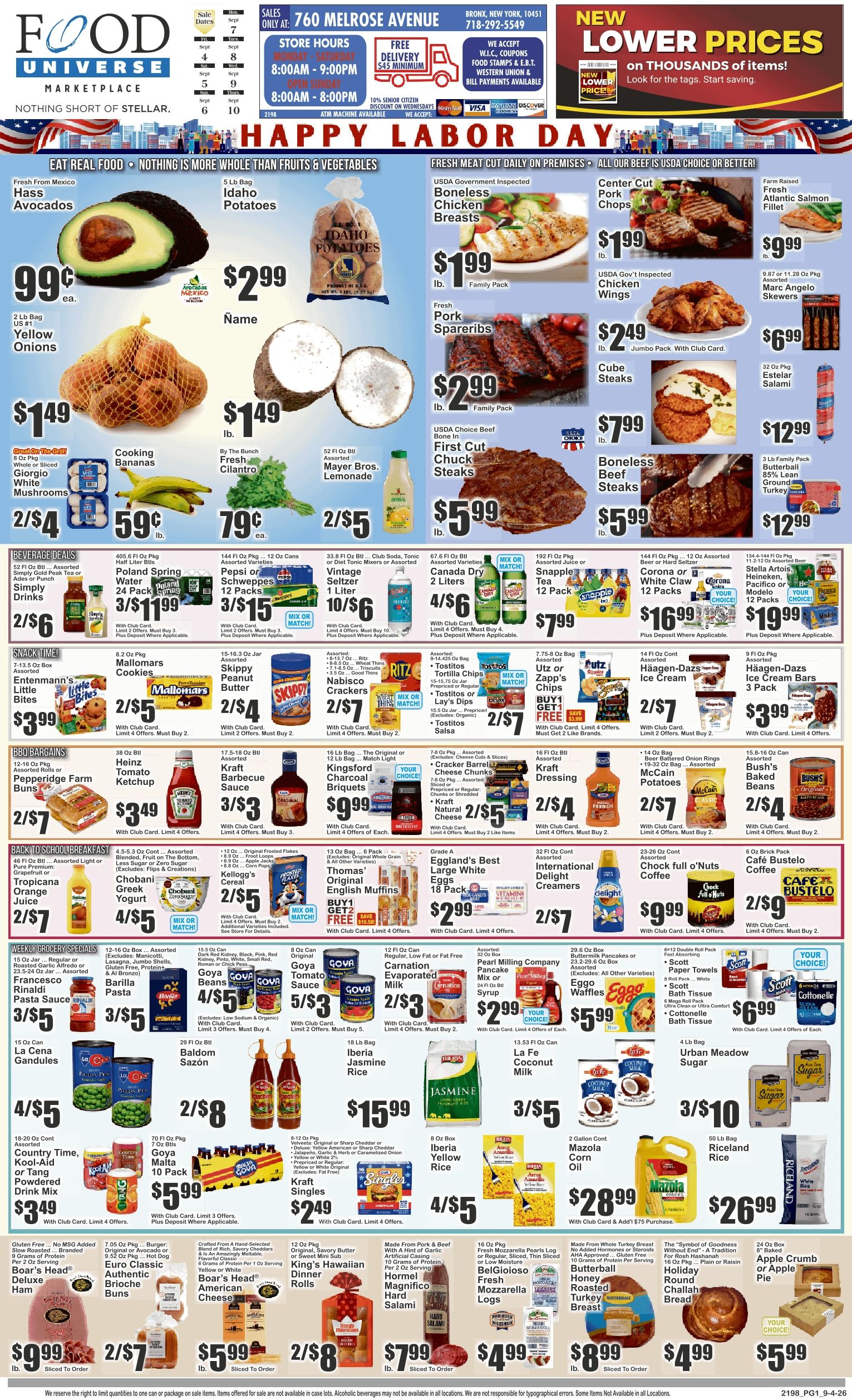 Food Universe (760 Melrose Ave., Bronx, NY) 09/04 - 09/10 Preview Weekly Ad September 4 - 10, 2026