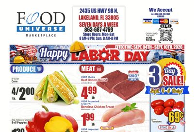 Food Universe (Lakeland, FL) 09/04 - 09/10 Preview Weekly Ad September 4 - 10, 2026