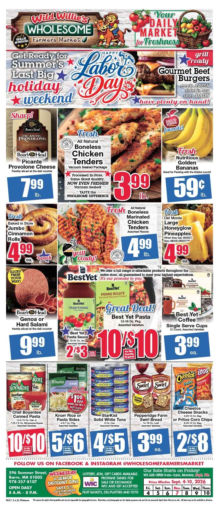 Wholesome Farmers Market Weekly Ad September 4 - 10, 2026