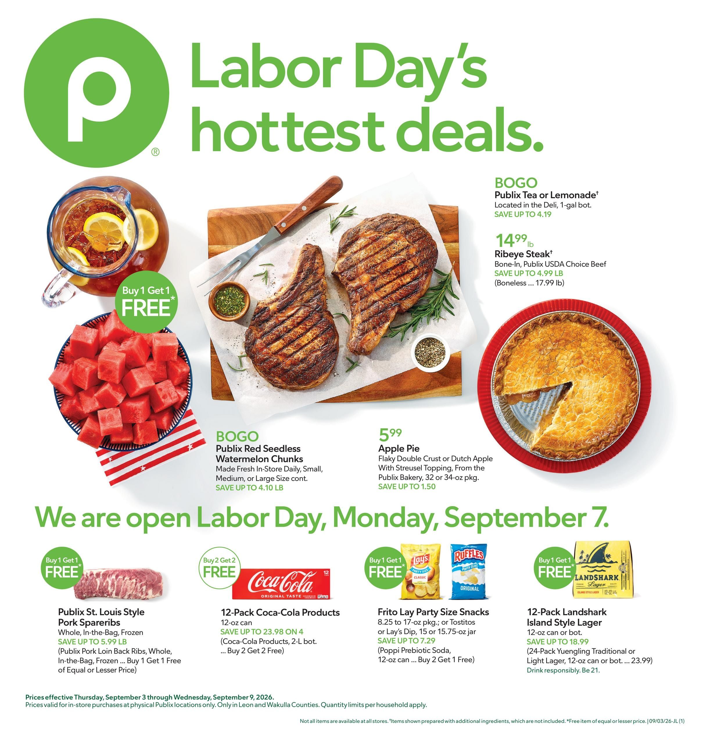 Publix (Jacksonville-Tallahassee Area, FL) Weekly Ad September 3 - 9, 2026