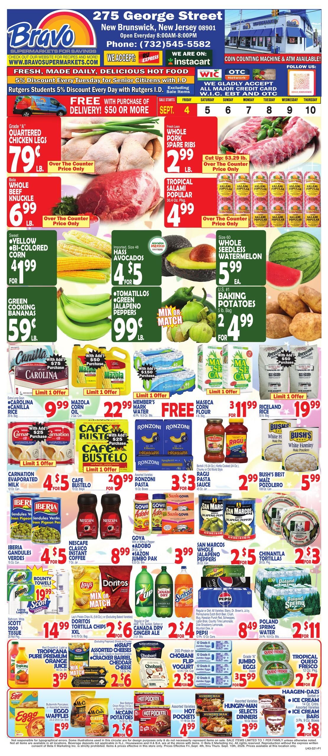 Bravo Supermarket (Coral Springs Area, FL) Weekly Ad September 4 - 10, 2026