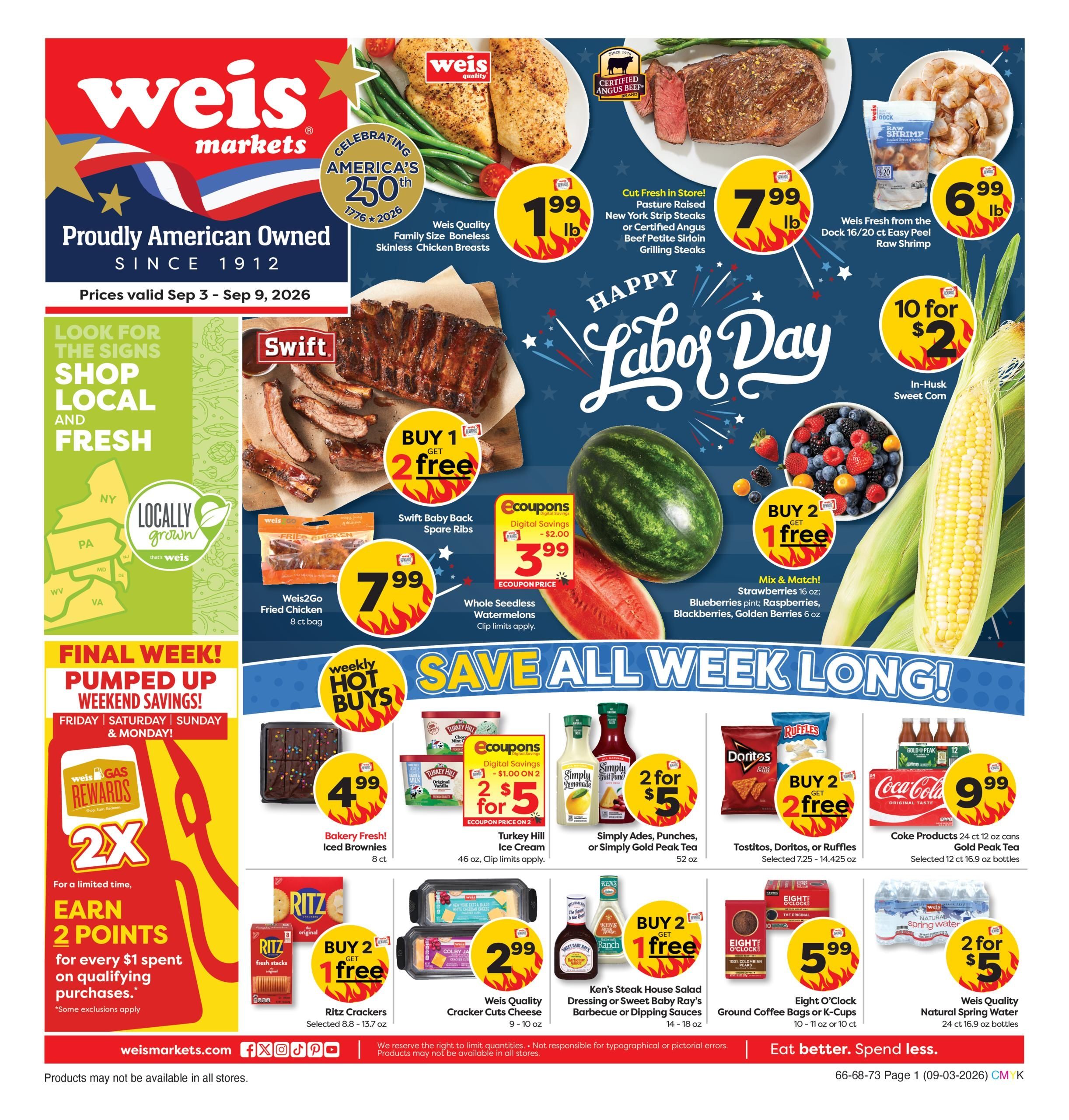 Weis Markets (Fredericksburg Area, VA) Weekly Ad September 3 - 9, 2026