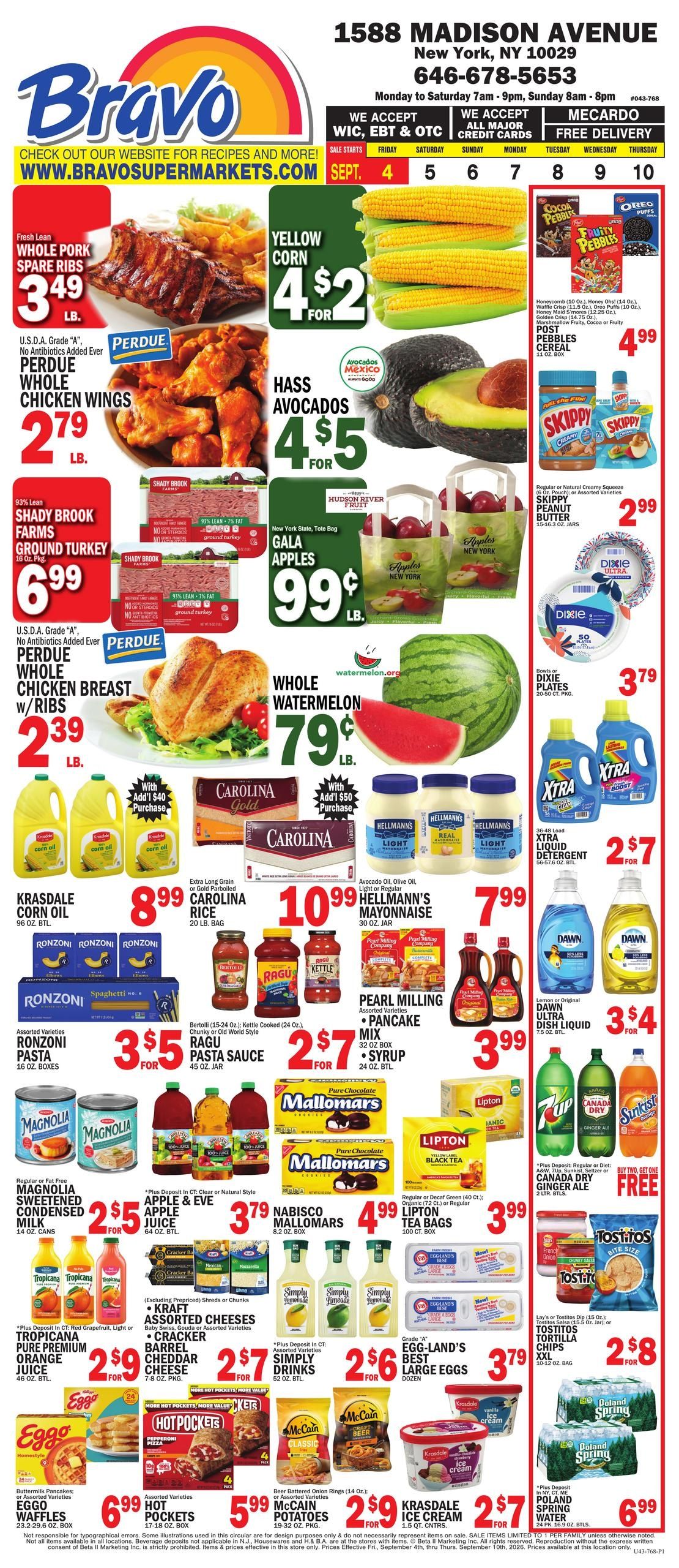 Bravo Supermarket (Edgewater Area, NJ) Weekly Ad September 4 - 10, 2026