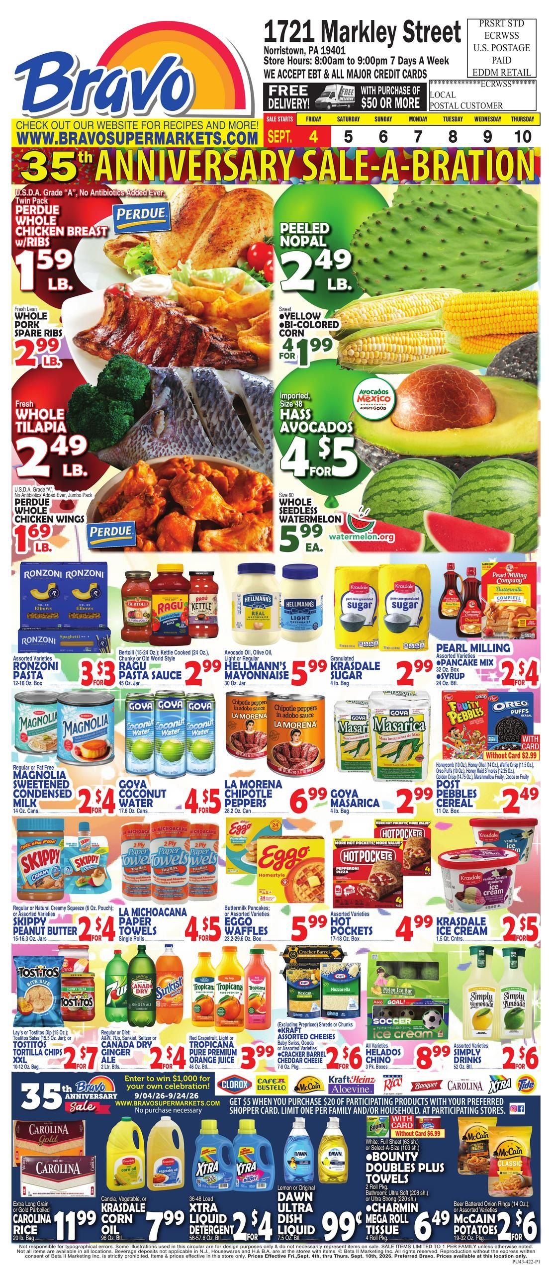 Bravo Supermarket (Valley Forge Area, PA) Weekly Ad September 4 - 10, 2026