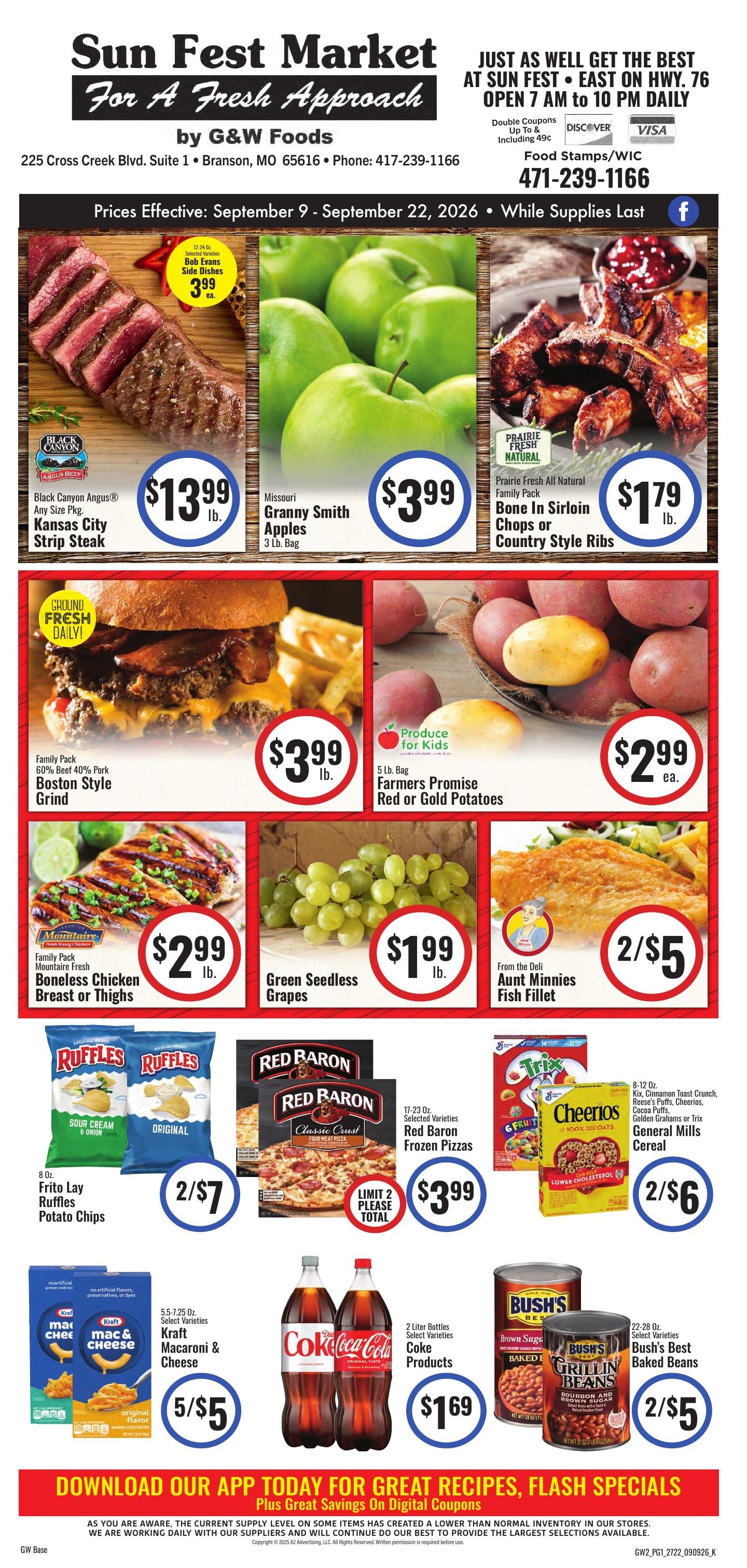 Sun Fest Market (Branson, MO) Weekly Ad September 9 - 22, 2026