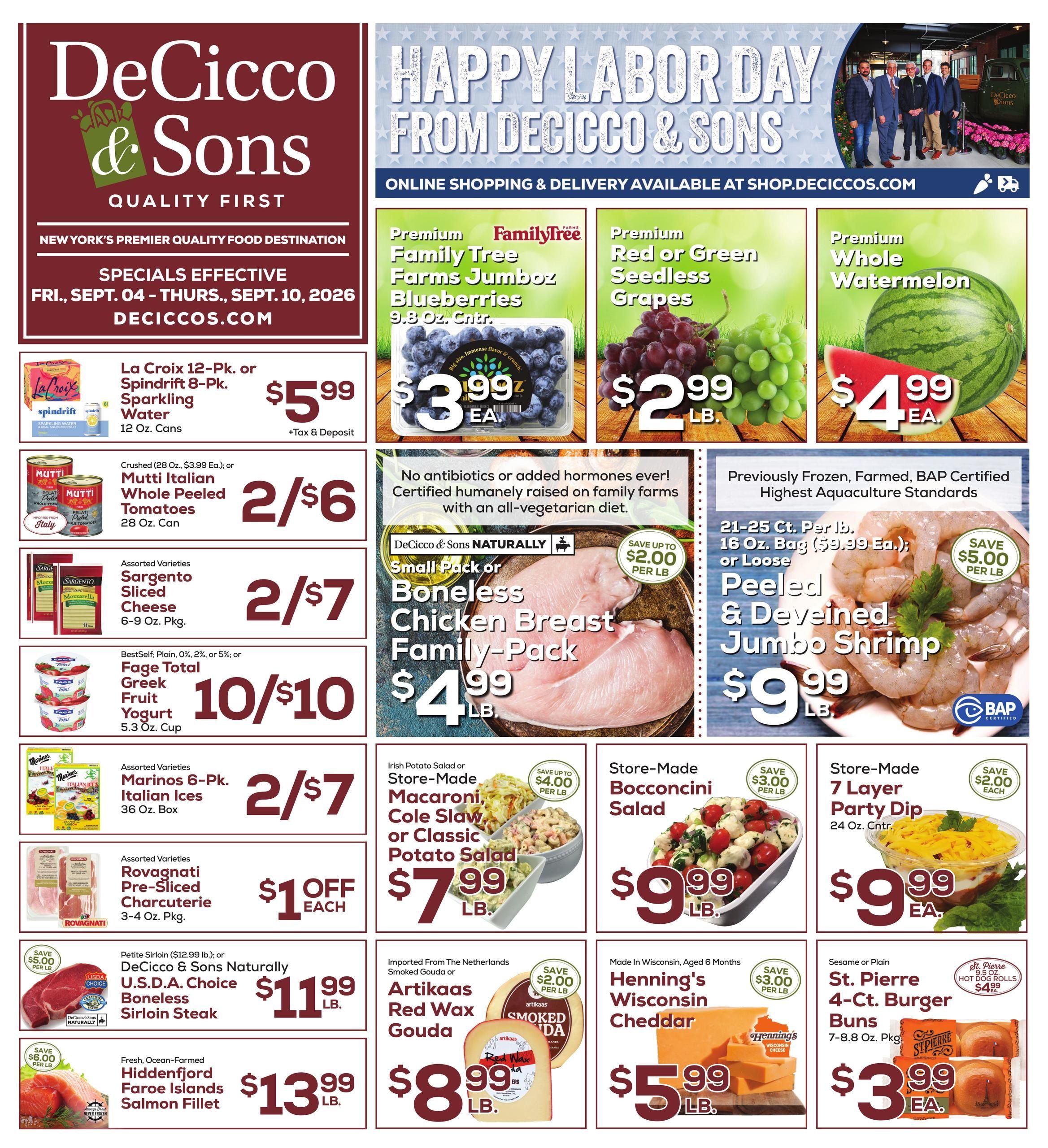 DeCicco & Sons Weekly Ad September 4 - 10, 2026