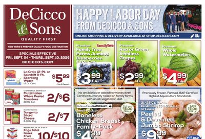 DeCicco & Sons Weekly Ad September 4 - 10, 2026