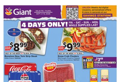 Giant Food (Alexandria Area, VA) Weekly Ad September 4 - 10, 2026