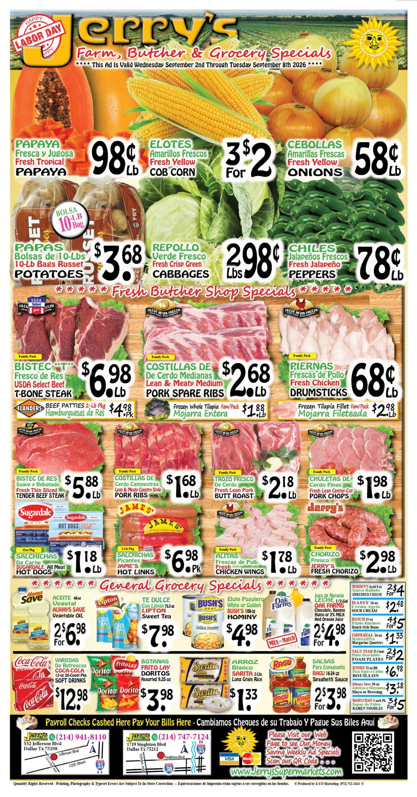 Jerry's Supermarkets Weekly Ad September 3 - 3, 2026