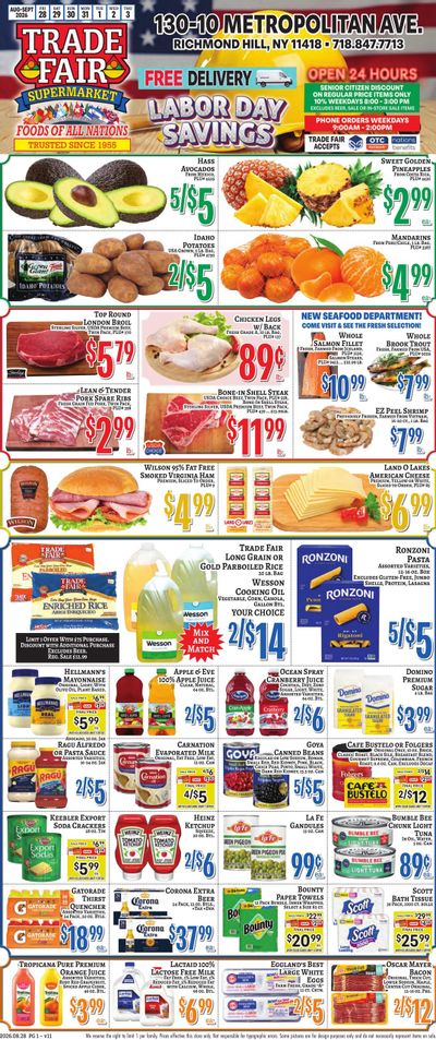 Trade Fair Supermarket (Brooklyn Area, NY) Weekly Ad August 28 - September 3, 2026