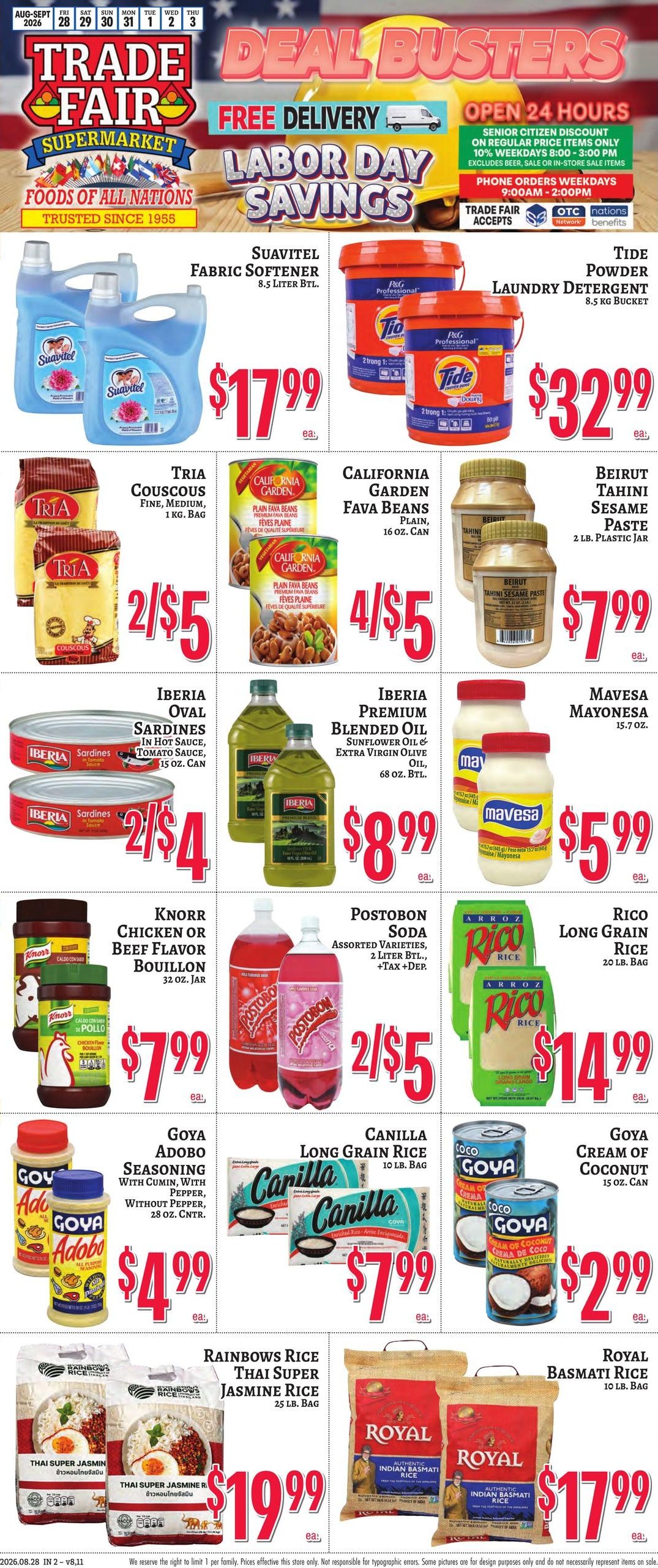 Trade Fair Supermarket (Brooklyn Area, NY) Weekly Ad August 28 - September 3, 2026
