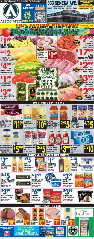 Associated Supermarkets (Maspeth Area, NY) Weekly Ad August 28 - September 3, 2026