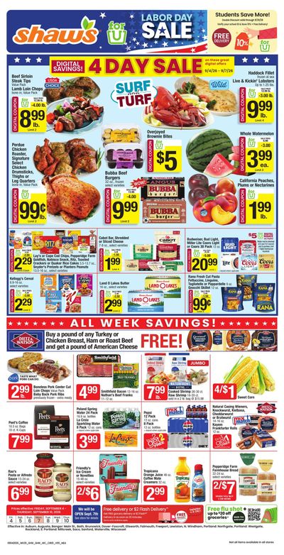 Shaw's (Augusta Area, ME) Weekly Ad September 4 - 10, 2026