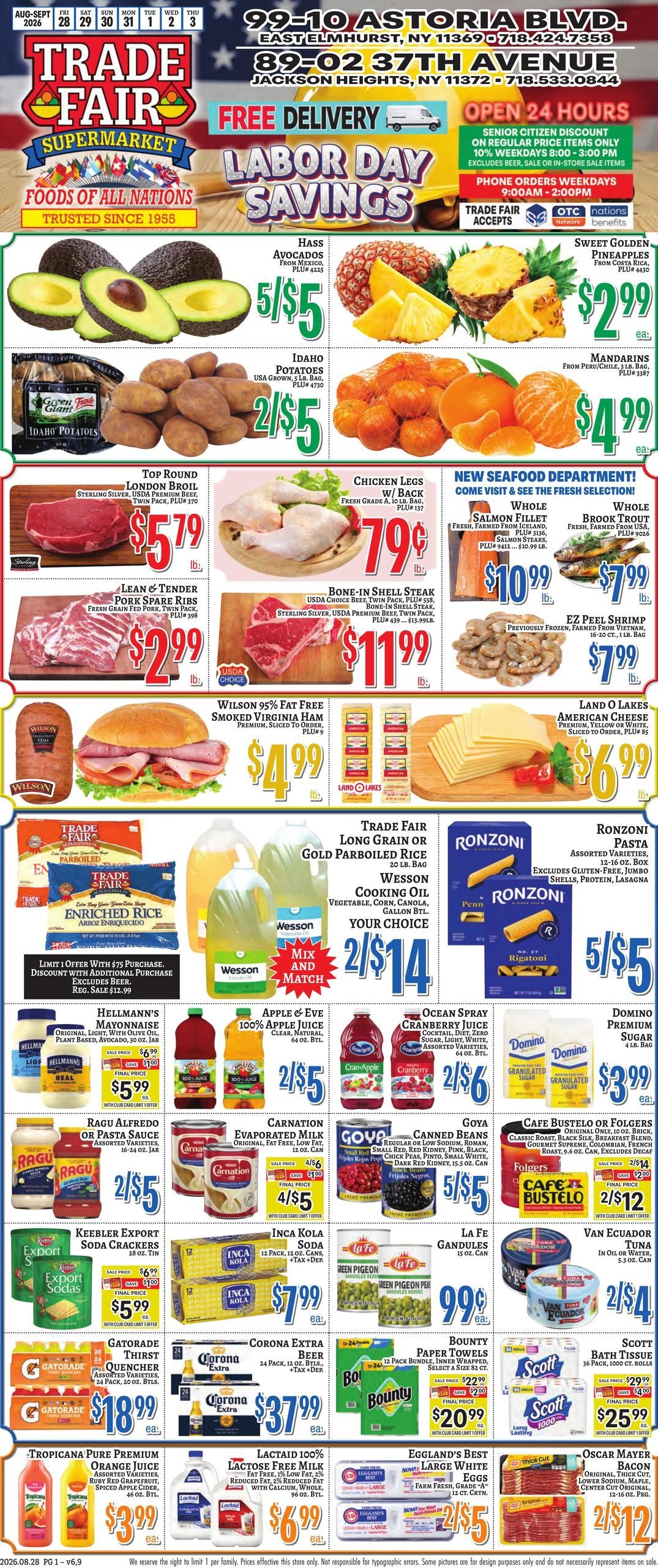 Trade Fair Supermarket (College Point Area, NY) Weekly Ad August 28 - September 3, 2026