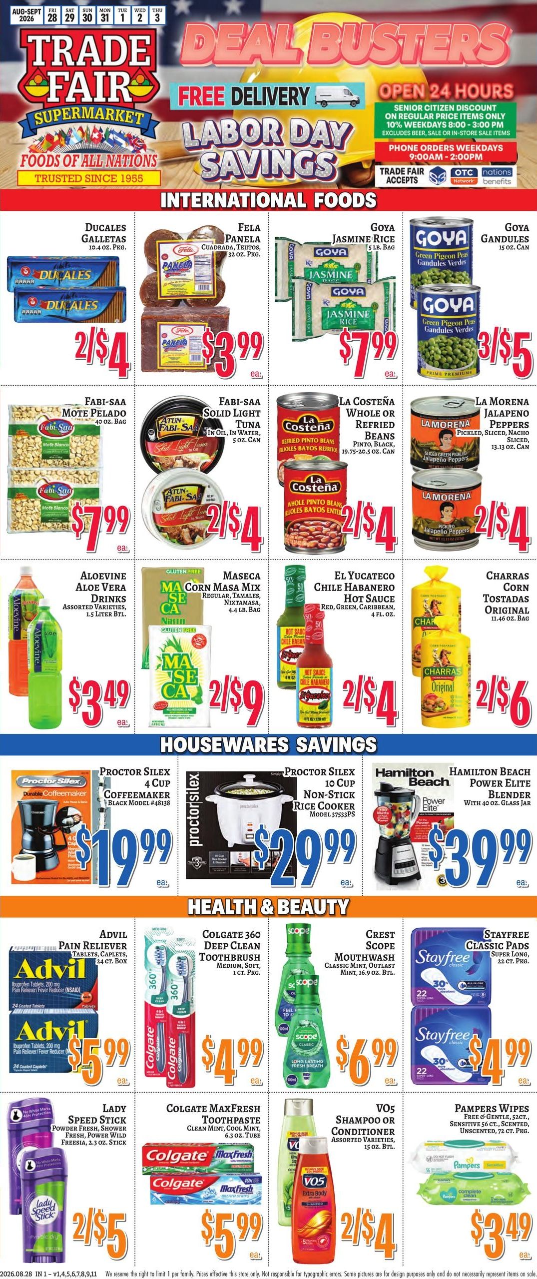 Trade Fair Supermarket (College Point Area, NY) Weekly Ad August 28 - September 3, 2026