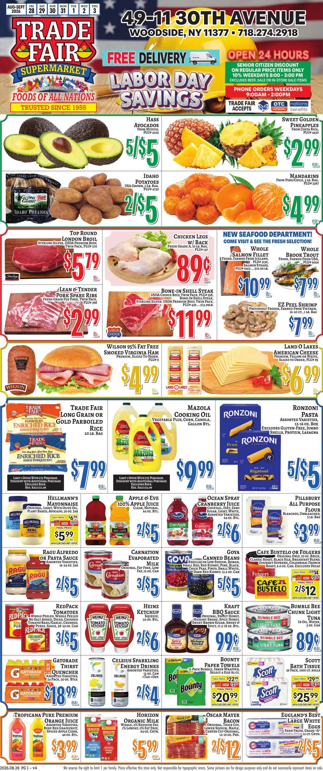 Trade Fair Supermarket (Woodside Area, NY) Weekly Ad August 28 - September 3, 2026
