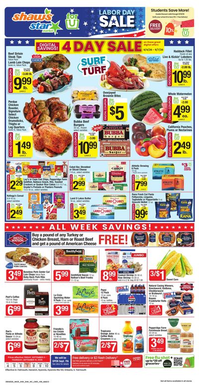 Shaw's (Eastham Area, MA) Weekly Ad September 4 - 10, 2026