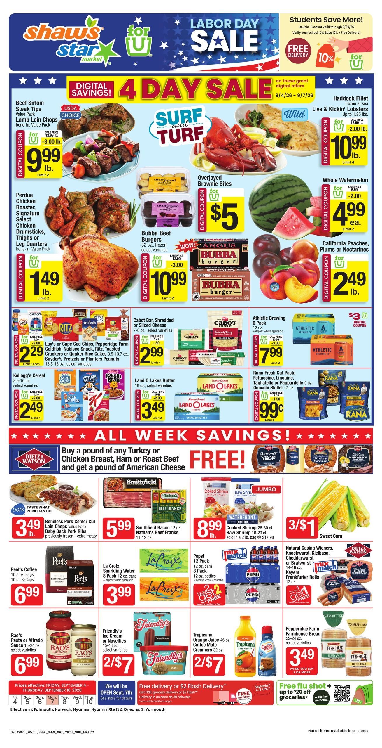 Shaw's (Eastham Area, MA) Weekly Ad September 4 - 10, 2026