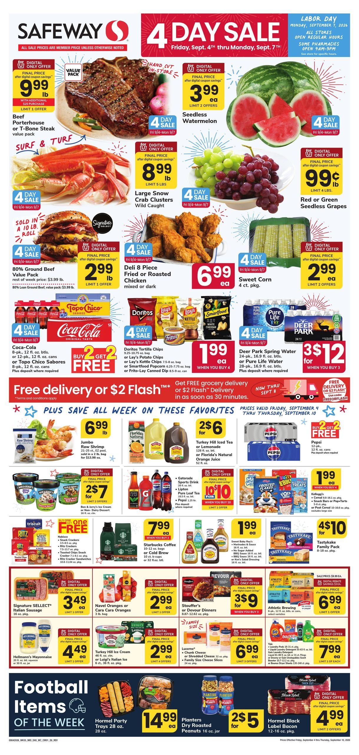 Safeway (Parcel Return Service Area, DC) Weekly Ad September 4 - 10, 2026