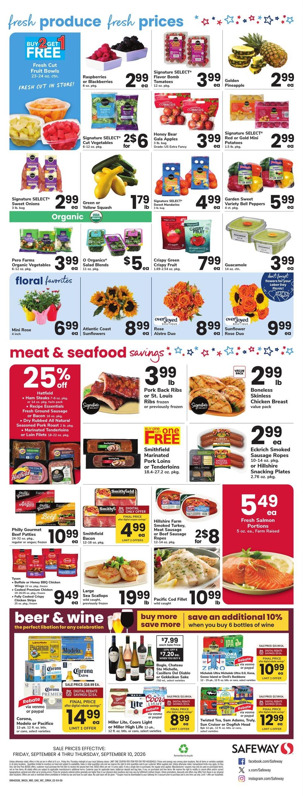Safeway (Parcel Return Service Area, DC) Weekly Ad September 4 - 10, 2026