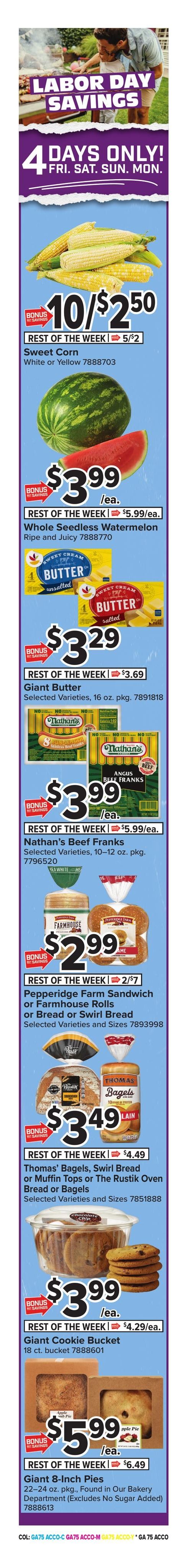 Giant Food (Parcel Return Service Area, DC) Weekly Ad September 4 - 10, 2026