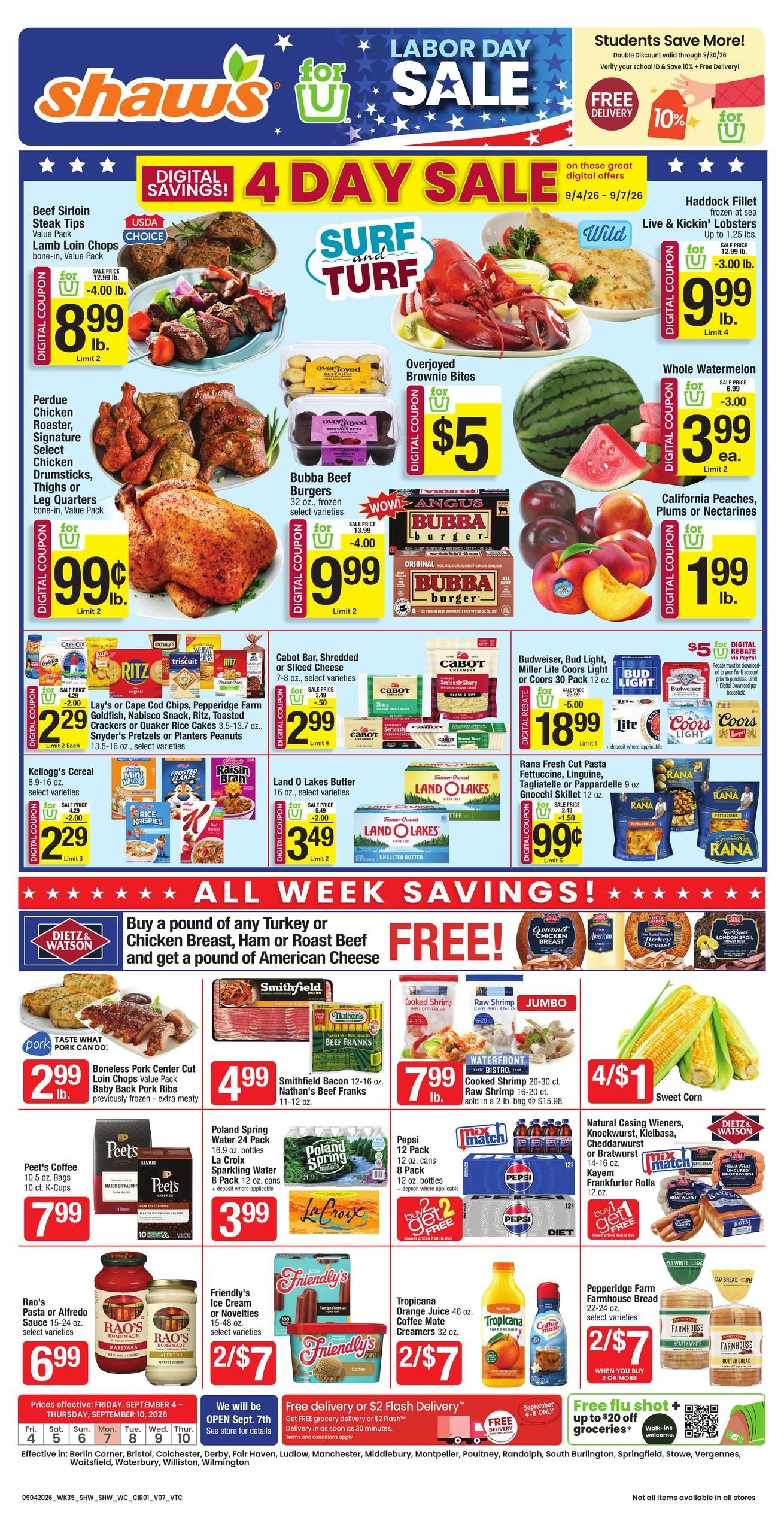Shaw's (Williamstown Area, MA) Weekly Ad September 4 - 10, 2026