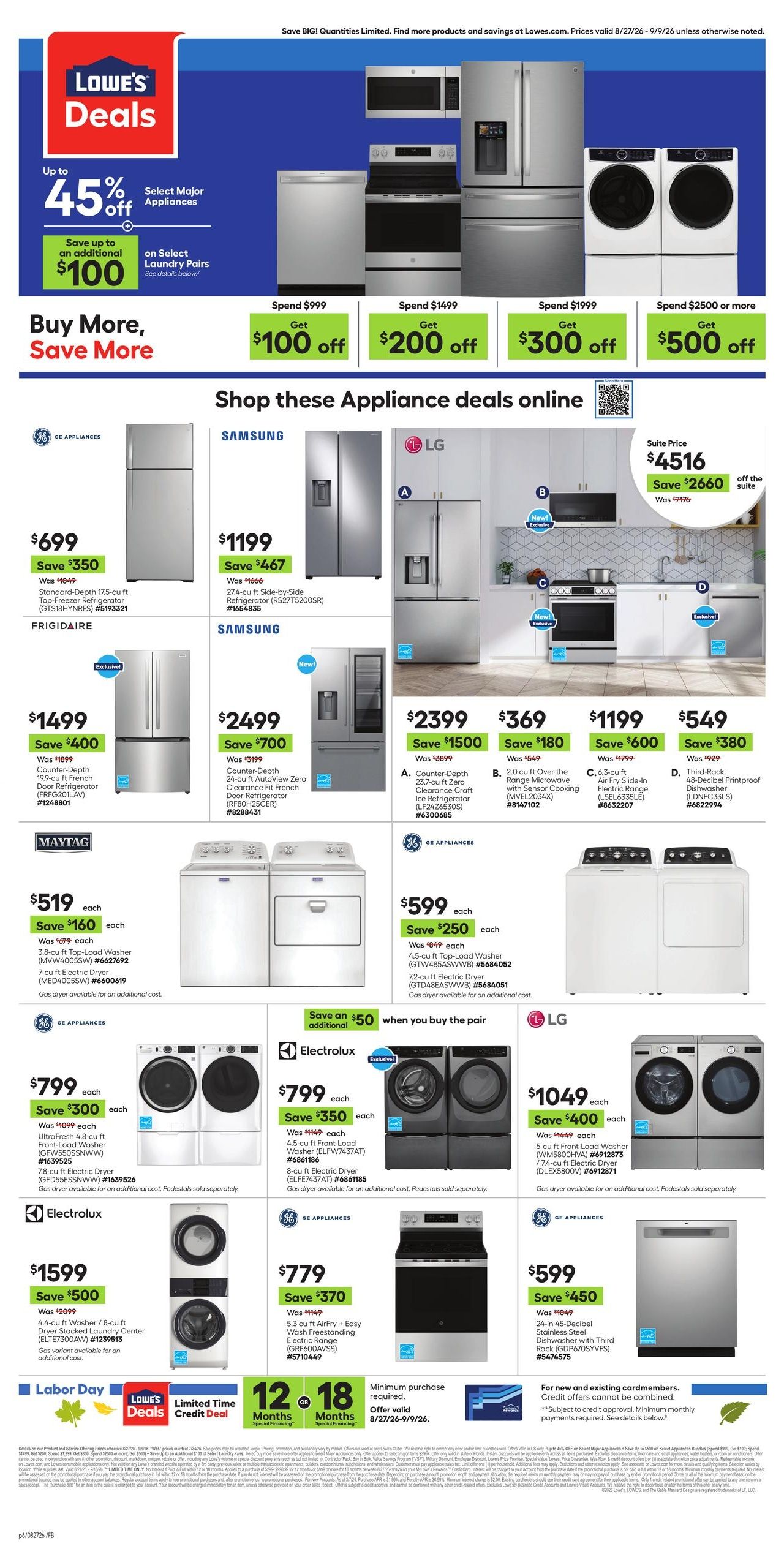 Lowe's (Altamonte Springs Area, FL) Weekly Ad August 27 - September 9, 2026
