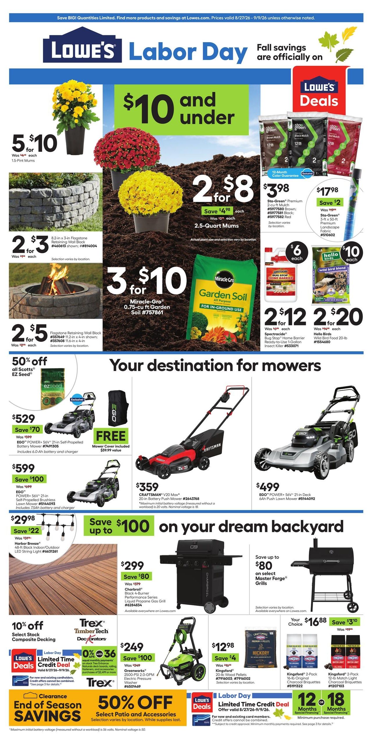 Lowe's (Arvin Area, CA) Weekly Ad August 27 - September 9, 2026