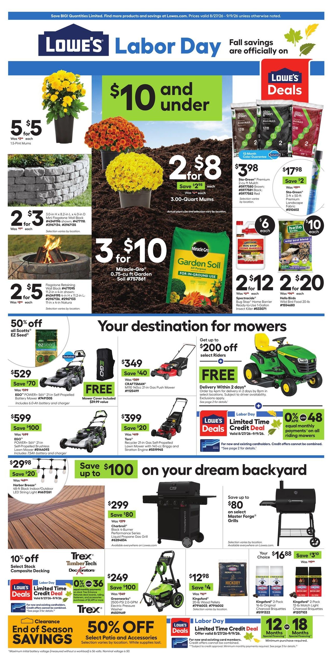 Lowe's (Bible School Park Area, NY) Weekly Ad August 27 - September 9, 2026