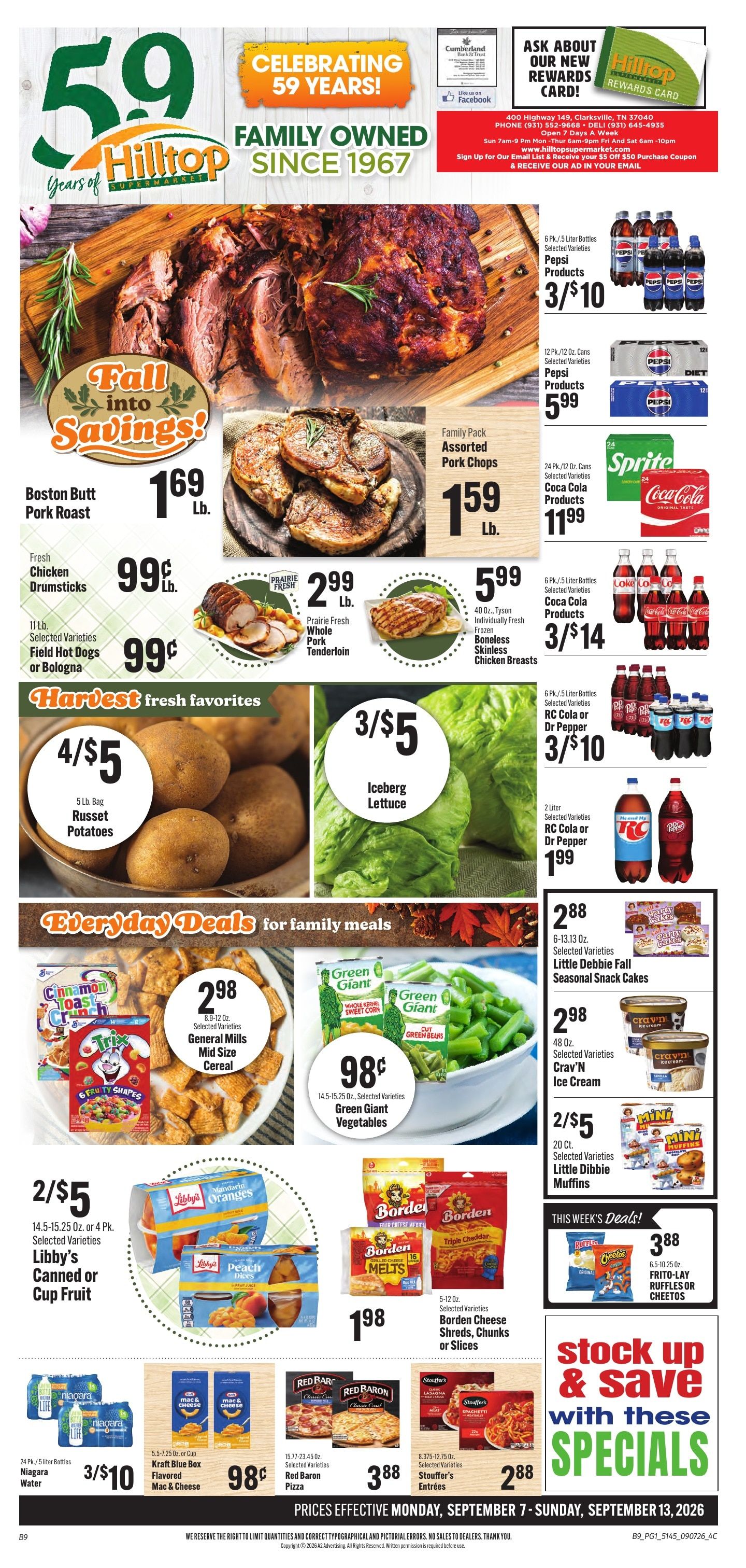 Hilltop Supermarket Weekly Ad September 7 - 13, 2026