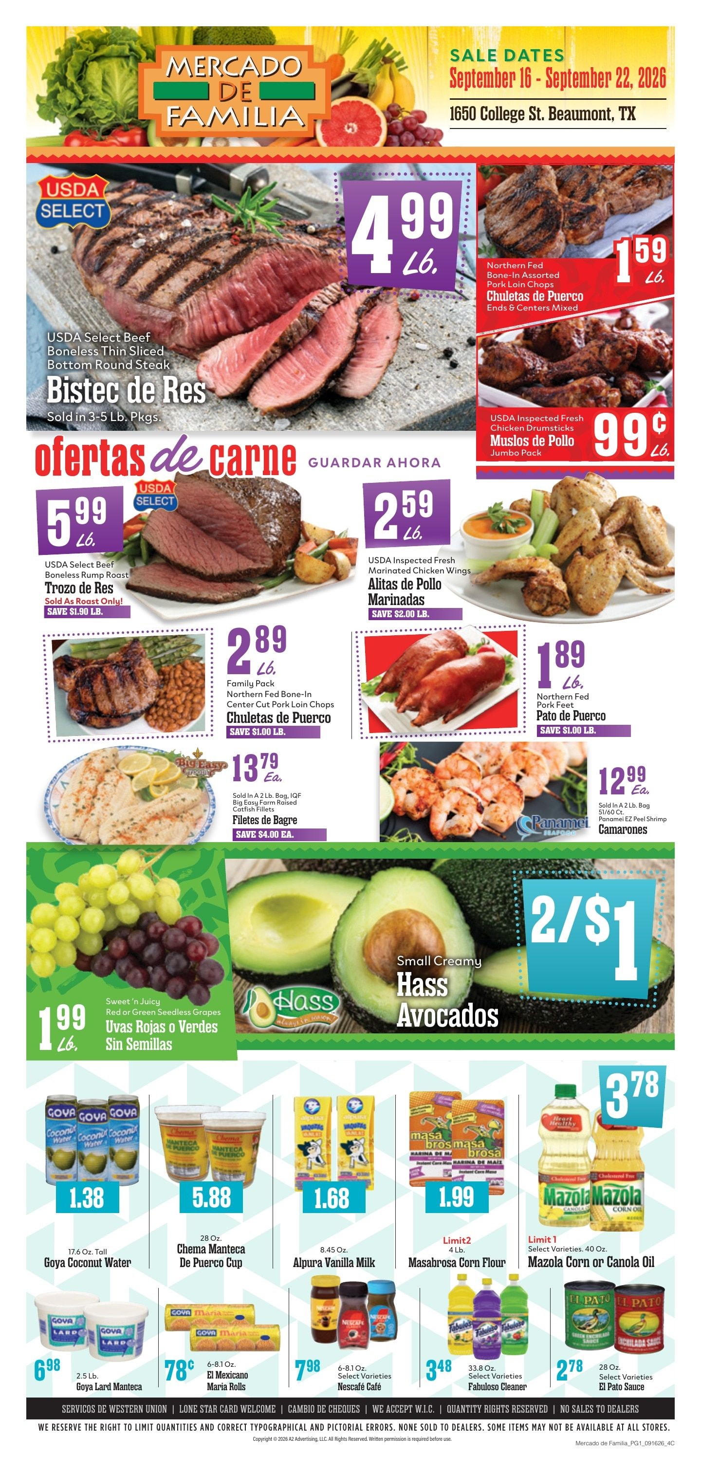 Mercado de Familia Weekly Ad September 16 - 22, 2026