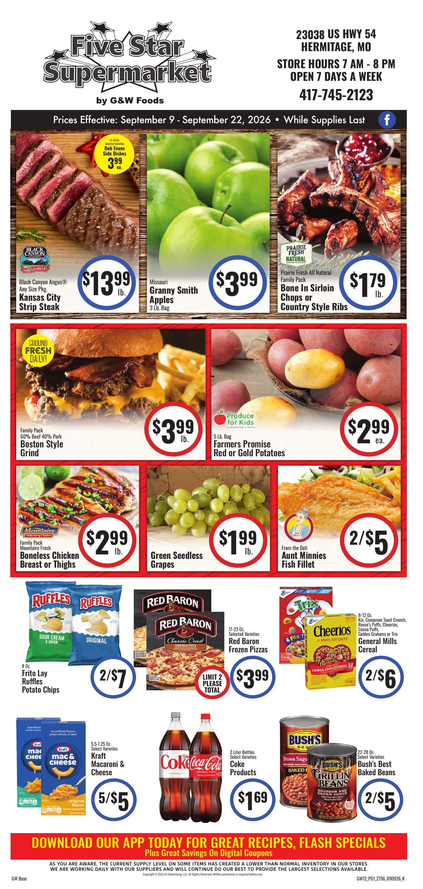 GW 5 Star Super Market Weekly Ad September 9 - 22, 2026