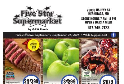 GW 5 Star Super Market Weekly Ad September 9 - 22, 2026