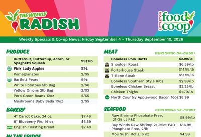 Littleton Food Co-op Weekly Radish Weekly Ad September 4 - 10, 2026