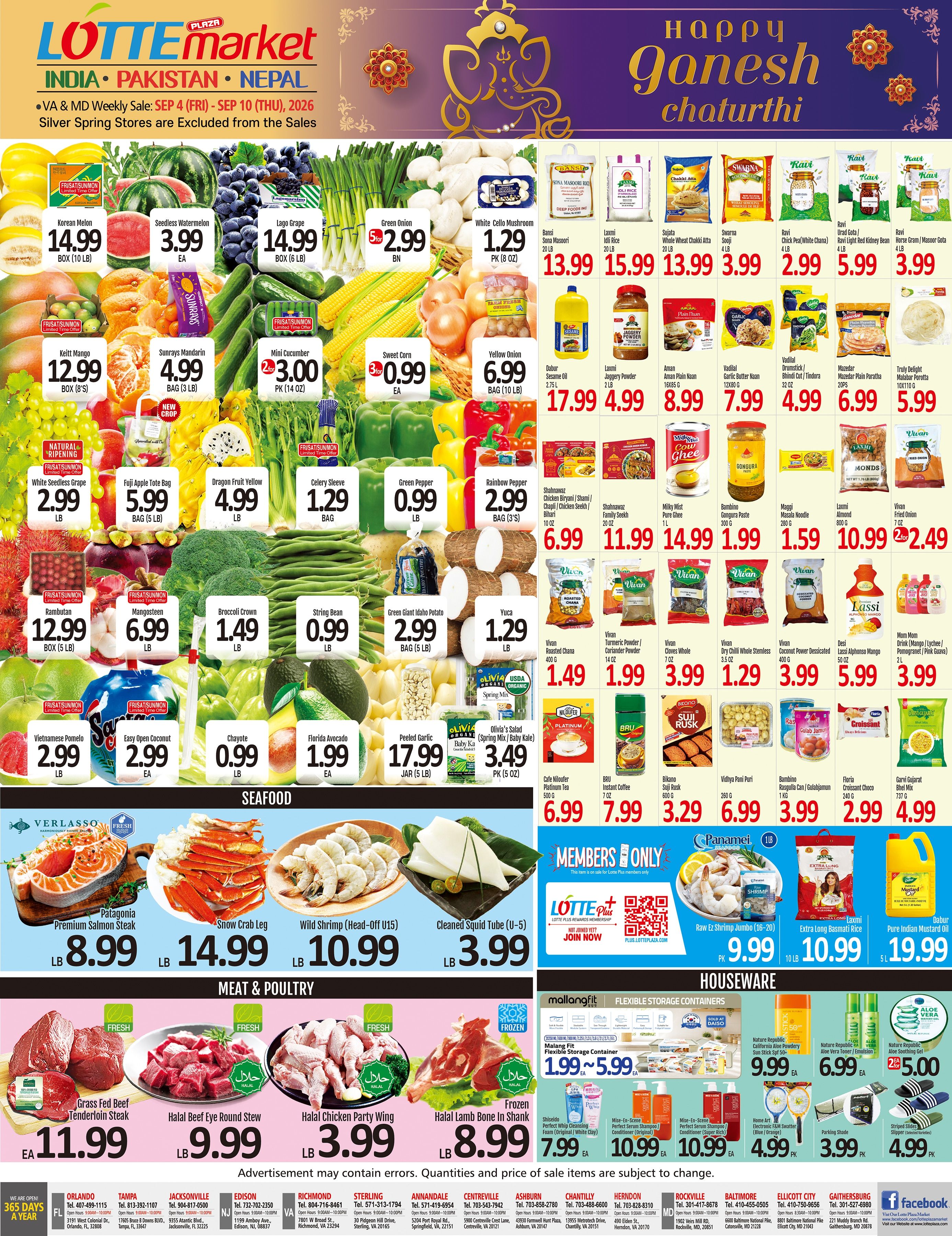Lotte Plaza Market (Virginia) Indian Weekly Ad September 4 - 10, 2026